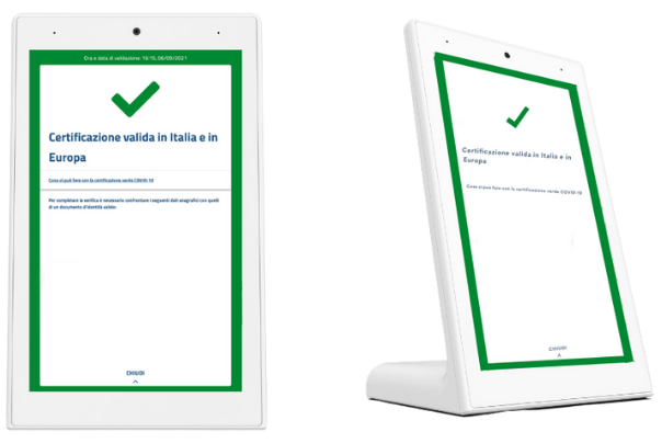 Device Control Automatic validation QR Code European Covid Certificate integrated with Time Management and temperature measurement thermoscanner